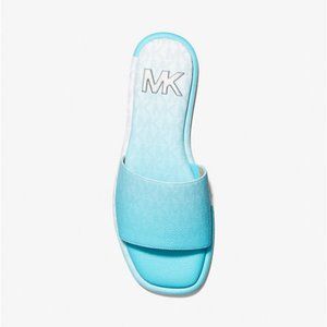 Michael Kors Hayworth Ombré Logo Slide Sandal - Ocean Blue - Size 10